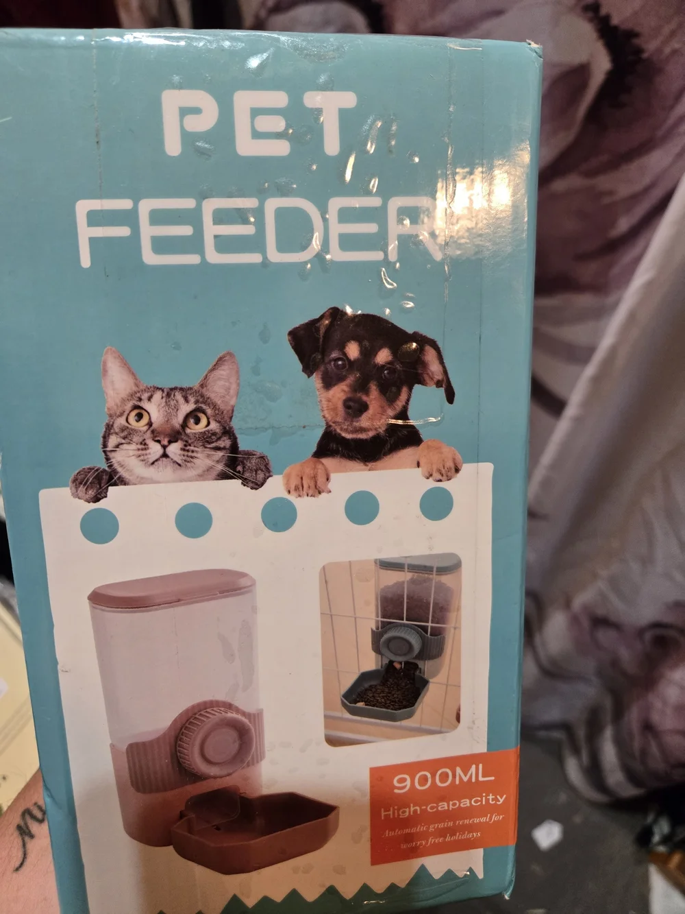 900ML Clip-On Small Pet Water And Feeder Dispenser - Orange